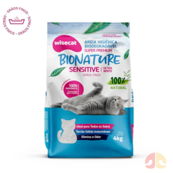 Areia Higiênica Bionature Biodegradável Sensitive Grãos Finos 2 kg para Gatos - Imagem principal