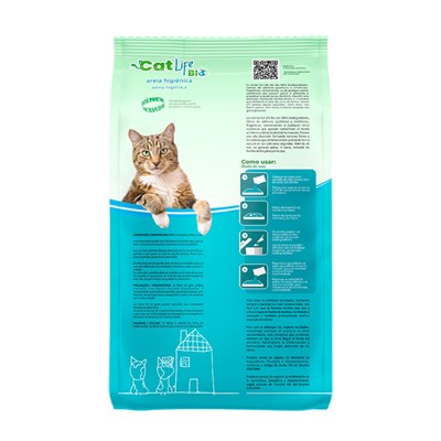 Areia Higiênica Cat Life Bio Grãos Finos para Gatos 2 kg