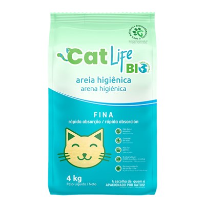 Areia Higiênica Cat Life Bio Grãos Finos para Gatos 4 kg
