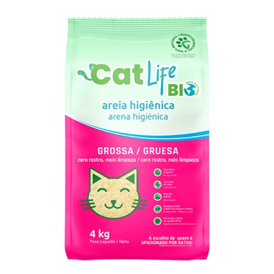 Areia Higiênica Cat Life Bio Grãos Grossos para Gatos 4 kg