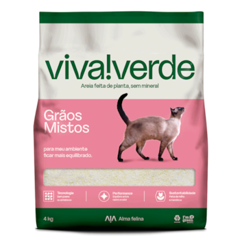 Areia Higiênica Grãos Mistos Viva Verde 4kg para Gatos - Imagem principal
