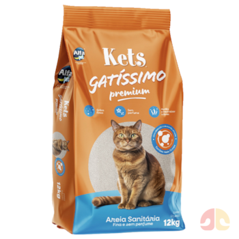 Areia Higiênica Kets Gatíssimo Fina Sem Perfume 12 kg para Gatos - Imagem principal