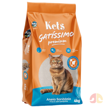 Areia Higiênica Kets Gatíssimo Fina Sem Perfume 4 kg para Gatos - Imagem principal
