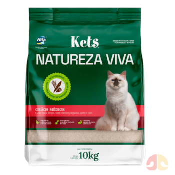 Areia Higiênica Kets Natureza Viva 10 kg Grãos Médios para Gatos - Imagem principal