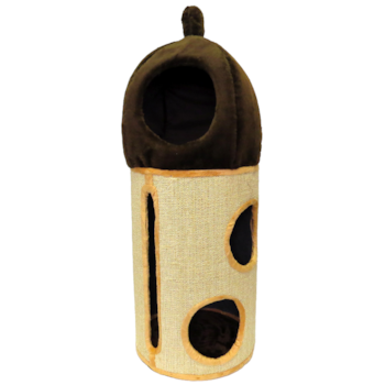 Arranhador Hidrante São Pet em Pelúcia Lisa Marrom 38x38x96cm - Imagem principal