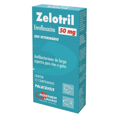 Bactericida Zelotril para Cães e Gatos 12 Comprimidos 50mg