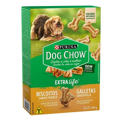 Biscoito Dog Chow cães adultos porte pequeno e mini frango 500g