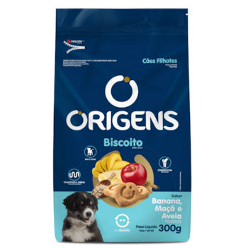 Biscoito Origens sabor Banana, Maça e Aveia para cachorros filhotes 300gr - Imagem principal