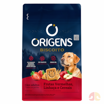 Biscoito Origens sabor Frutas vermelhas, Linhaça e Cereais para cachorros adultos 400gr - Imagem principal