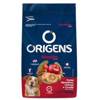 Biscoito Origens sabor Frutas vermelhas, Linhaça e Cereais para cachorros adultos 400gr - Imagem principal