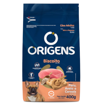 Biscoito Origens sabor Peru, Aveia e Cereais para cachorros adultos de porte mini e pequeno 400gr - Imagem principal