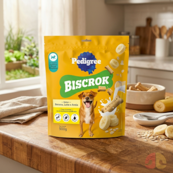 Biscoito Pedigree Biscrok Sabor Banana, Leite e Aveia 500g Para Cães Adultos Raças Pequenas - Imagem principal