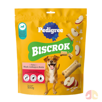 Biscoito Pedigree Biscrok Sabor Maçã, Linhaça e Aveia 500g Para Cães Adultos Raças Pequenas - Imagem principal