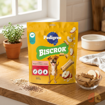 Biscoito Pedigree Biscrok Sabor Maçã, Linhaça e Aveia 500g Para Cães Adultos Raças Pequenas - Imagem principal