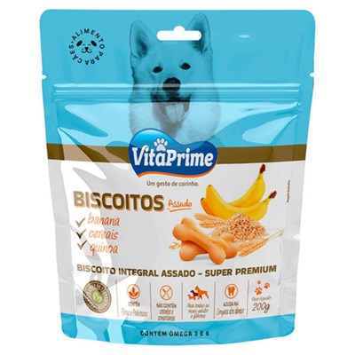 Biscoito Vita Prime para Cães Banana Cereais Quinoa 200gr