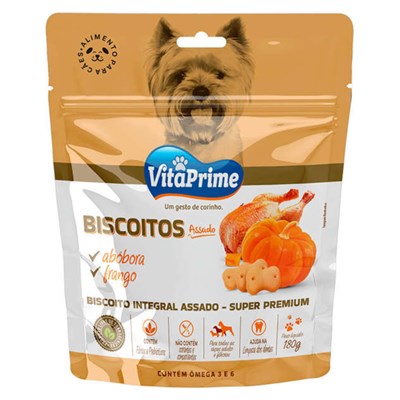 Biscoito Vitaprime Mini para Cães Adultos e Filhotes Abóbora Frango 180gr