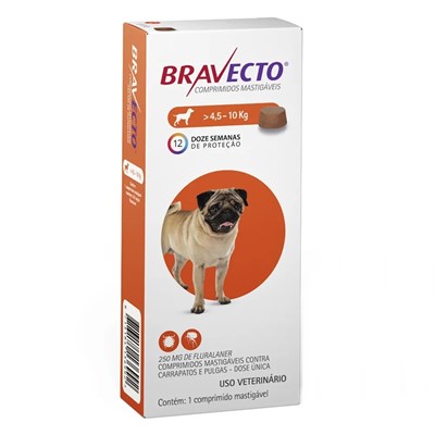 Bravecto antipulgas e carrapatos comprimido mastigáveis para cachorros 4,5 - 10kg