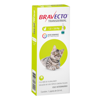 Bravecto Transdermal Antipulgas e Carrapatos para Gatos 112,5 mg 1,2 2,8 kg - Imagem principal
