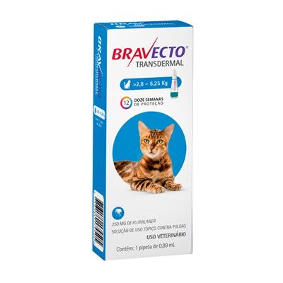 Bravecto Transdermal Antipulgas e Carrapatos para Gatos 250 mg 2,8 a 6,25 kg
