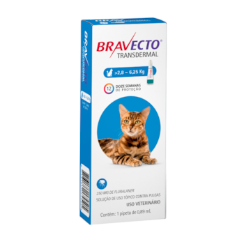 Bravecto Transdermal Antipulgas e Carrapatos para Gatos 250 mg 2,8 a 6,25 kg - Imagem principal