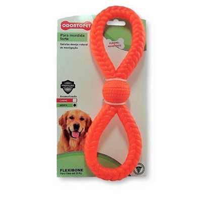 Brinquedo Flexibone Argola Dupla Odontopet para Cães Laranja Pet Flex