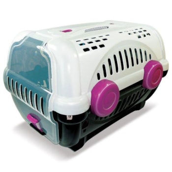 Caixa de Transporte Furacão Pet Luxo N03 Branca e Rosa - Imagem principal