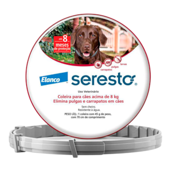 Coleira Antipulgas E Carrapatos Seresto 45gr Para Cachorros E Gatos Com Mais De 8kg Com 70cm - Imagem principal