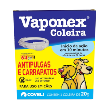 Coleira Antipulgas E Carrapatos Vaponex Para Cães 20g Com 64cm - Imagem principal