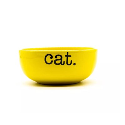 Comedouro Cerâmica Cat Amarelo para Gatos P