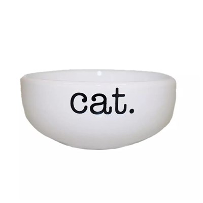 Comedouro Cerâmica Cat Branco para Gatos P