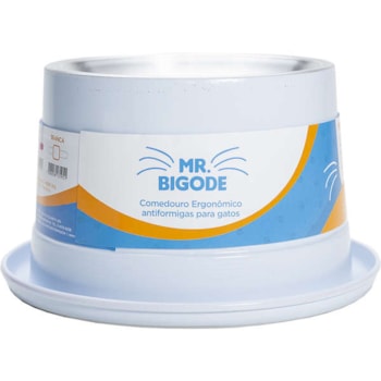 Comedouro Ergonômico Anti-formigas para Gatos NF Pet Mr. Bigode Branco 140ml - Imagem principal