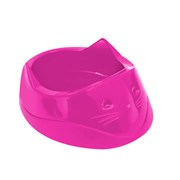 Comedouro Plástico Furacão Pet Cara do Gato Rosa