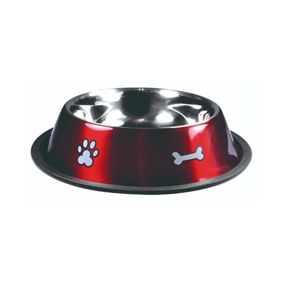 Comedouro Vermelho Inox Jambo Pet para Cães e Gatos 400 ml