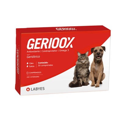 Condroprotetor Antioxidante Gerioox Labyes para Cachorros e Gatos com 30 Comprimidos