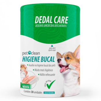 Dedeira Umedecida Pet Clean 30 Unidades Dedal Care Higiene Bucal - Imagem principal