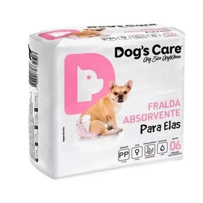 Fralda Higiênica Dog's Care Para Fêmeas PP com 6 Unidades