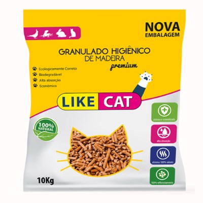 Granulado Higiênico de Madeira Like Cat para Gatos com 10 kg