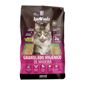 Granulado Higiênico de Madeira para Gatos IpetWoods 2kg - Imagem principal