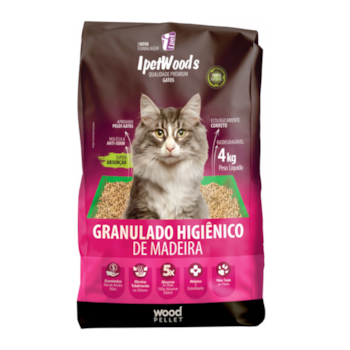 Granulado Higiênico de Madeira para Gatos IpetWoods 4kg - Imagem principal
