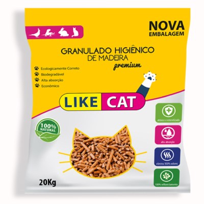 Granulado Higiênico de Madeira para Gatos Like Cat 20kg
