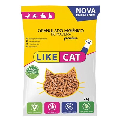 Granulado Higiênico de Madeira para Gatos Like Cat 2kg