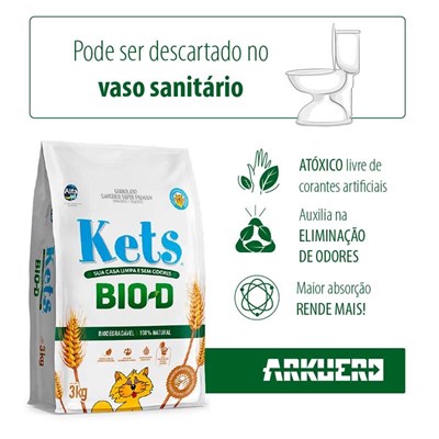 Granulado Sanitário Biodegradável Kets Bio-D para Gatos 3kg