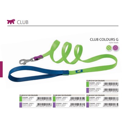 Guia Club Colours Verde para Cães Ferplast 10mm