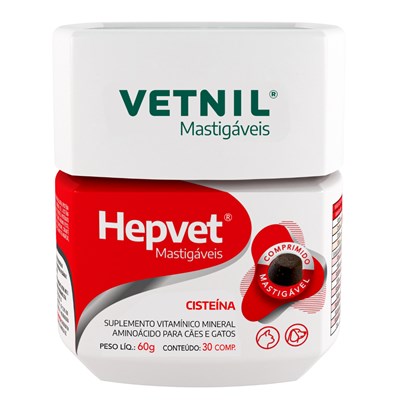 Hepvet Mastigáveis Suplemento Vitamínico para Cachorros e Gatos 60gr - 30 Comp