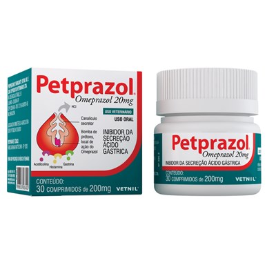 Inibidor de secreção ácido-gástrica Petprazol para Cães e Gatos 200 mg