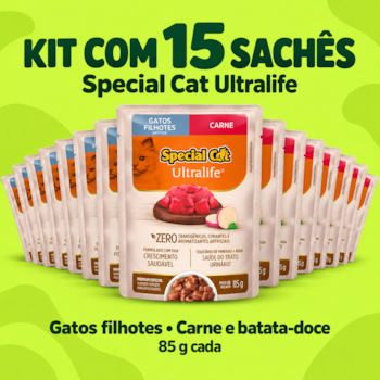 Kit 15 Sachês Special Cat Ultralife 85g Gatos Filhotes Sabor Carne - Imagem principal
