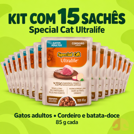 Kit 15 Sachês Special Cat Ultralife 85g Gatos Sabor Cordeiro - Imagem principal