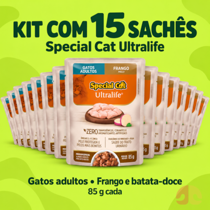 Kit 15 Sachês Special Cat Ultralife 85g Gatos Sabor Frango - Imagem principal