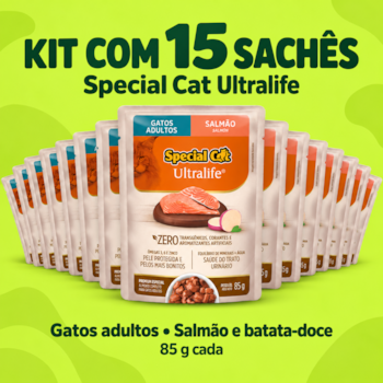 Kit 15 Sachês Special Cat Ultralife 85g Gatos Sabor Salmão - Imagem principal