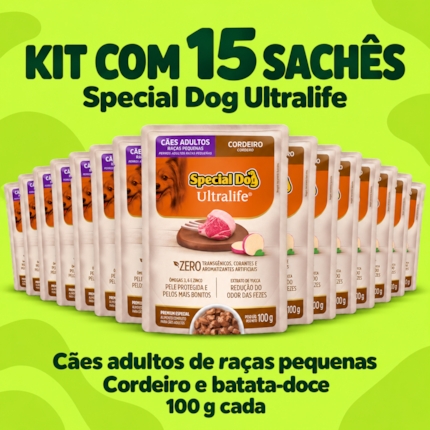 Kit 15 Sachês Special Dog Ultralife 100g Cães Raças Pequenas Sabor Cordeiro - Imagem principal